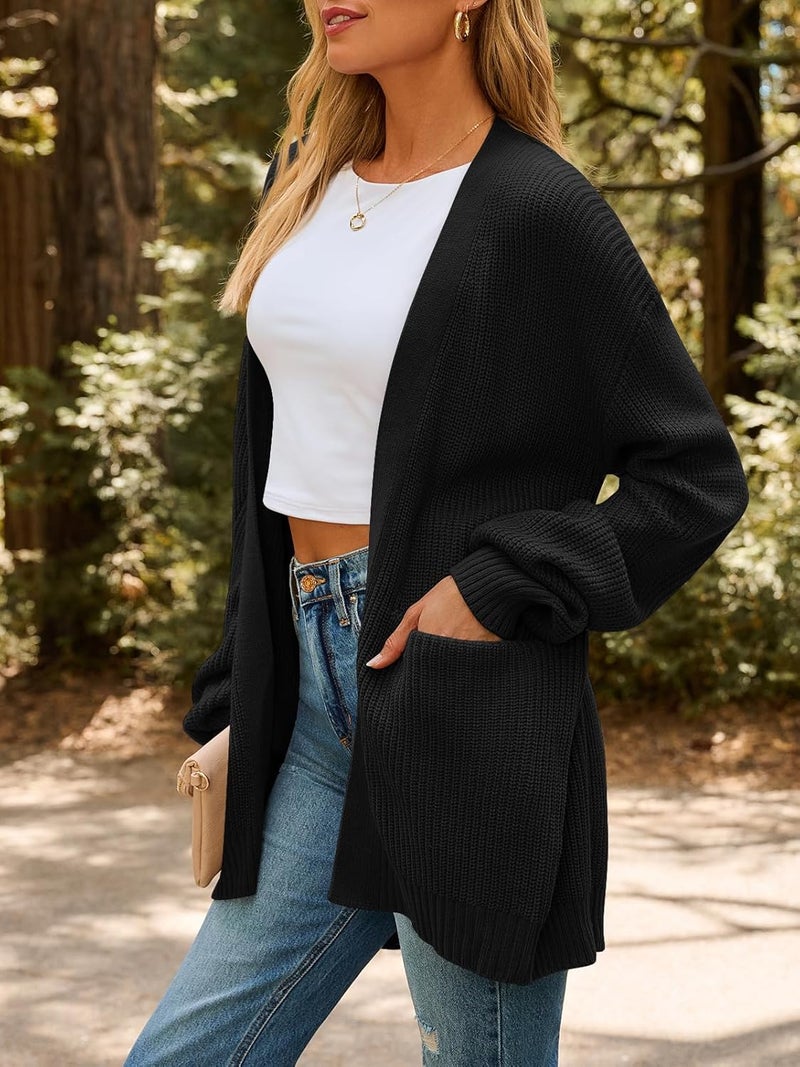 LILLUSORY Womens Oversized Cardigans Soft Knit Cardigan Sweater with Pockets - Image 3